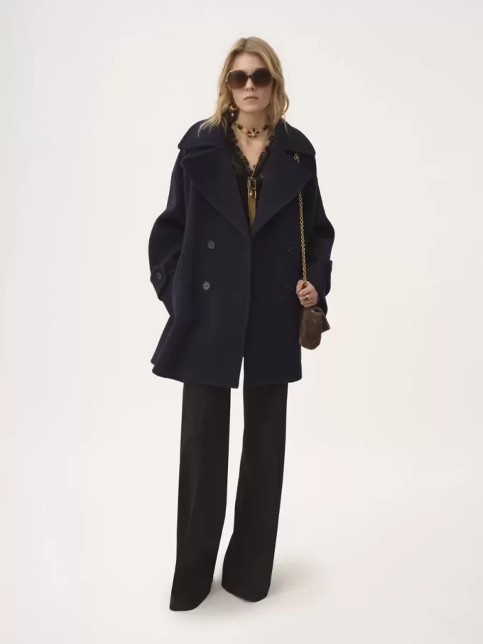 Abrigo cruzado oversize de lana