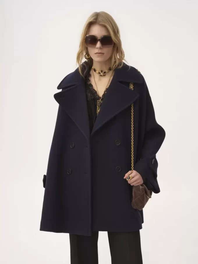 Abrigo cruzado oversize de lana