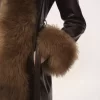 Abrigo de columna larga en piel