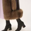 Abrigo de columna larga en piel
