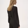 Blusa con volantes en crepé de China y encaje