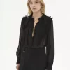 Blusa con volantes en georgette de seda