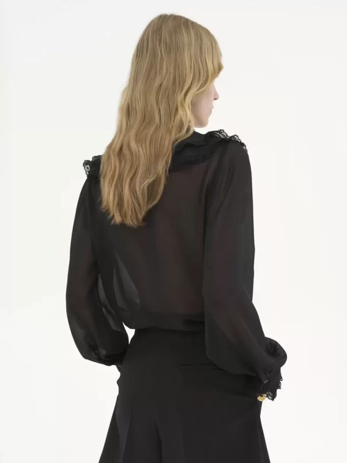 Blusa con volantes en georgette de seda