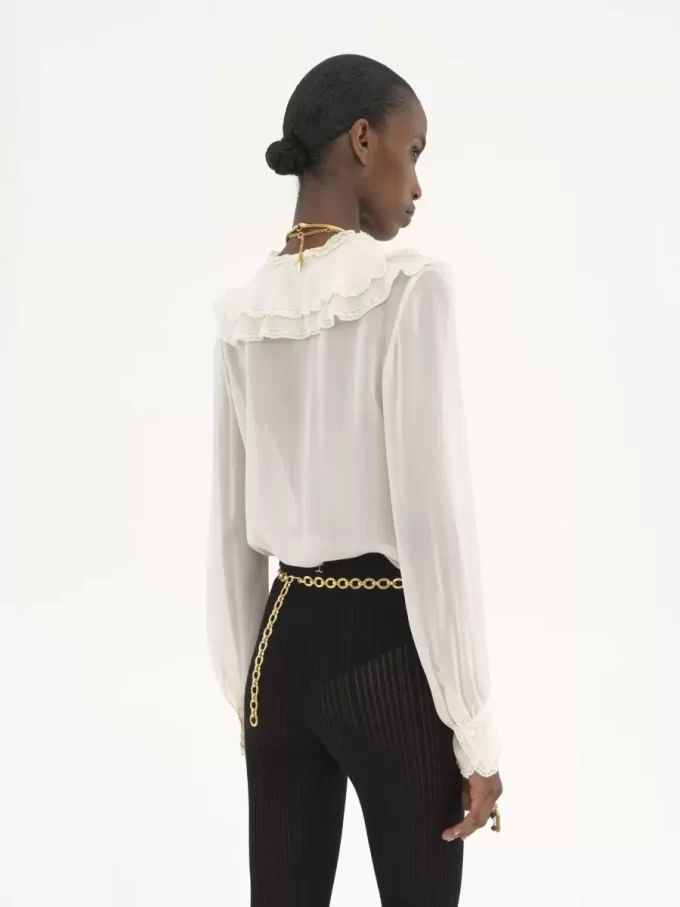 Blusa con volantes en georgette de seda
