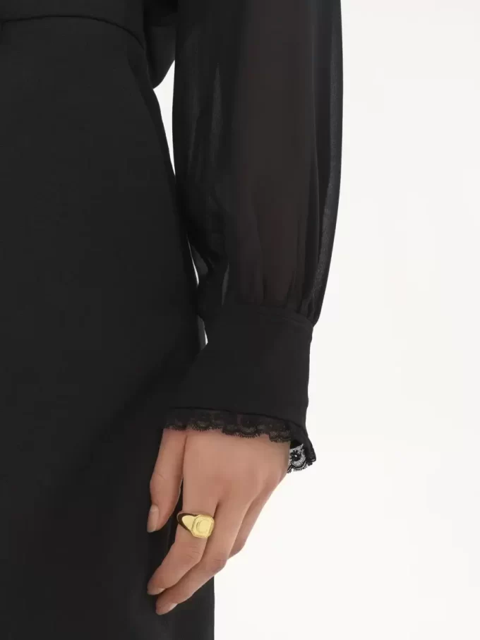 Blusa con volantes en georgette de seda
