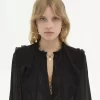 Blusa con volantes en georgette de seda