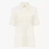 Blusa de manga corta en crepé de China