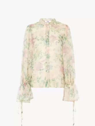 Blusa de mangas abullonadas en muselina de seda