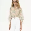 Blusa de mangas abullonadas en muselina de seda Blusa de mangas abullonadas en muselina de seda