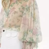 Blusa de mangas abullonadas en muselina de seda Blusa de mangas abullonadas en muselina de seda