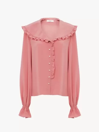 Blusa fluida con volantes en crepé de China