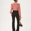 Blusa fluida con volantes en crepé de China
