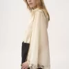 Blusa fluida de georgette de seda y encaje