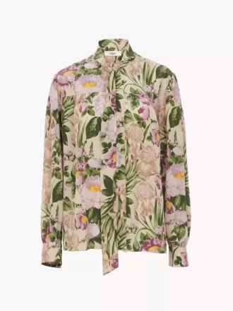 Blusa lavallière maxi fruncida de crepé de China