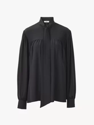 Blusa lavallière maxi fruncida de crepé de China