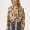 Blusa lavallière maxi fruncida de crepé de China