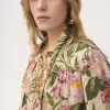 Blusa lavallière maxi fruncida de crepé de China
