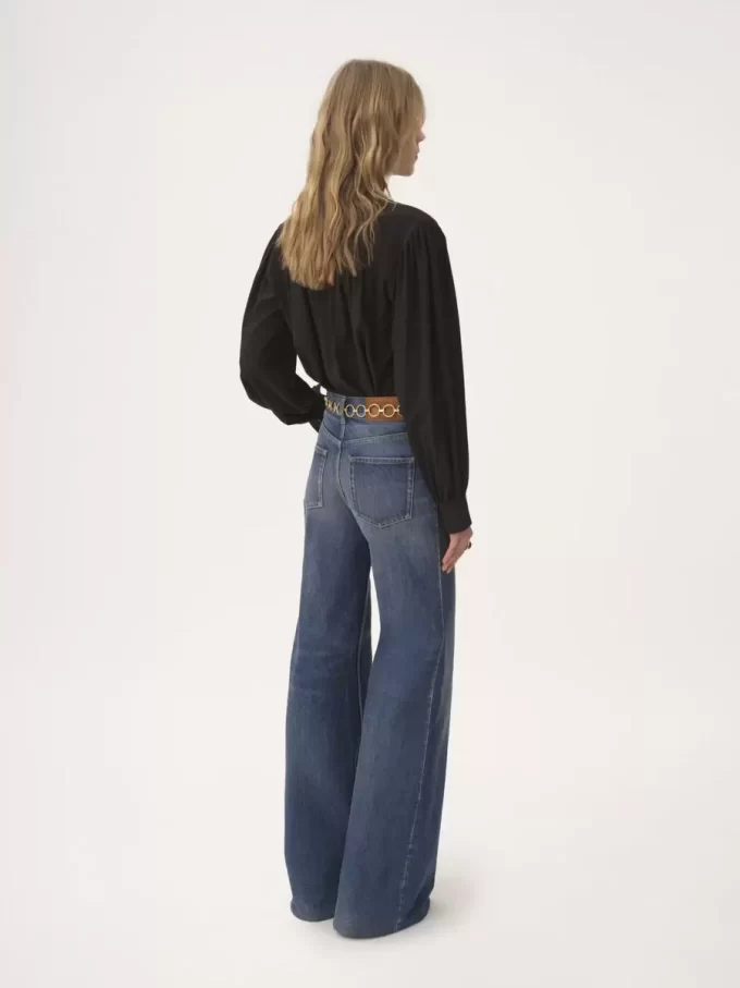Blusa lavallière maxi fruncida de crepé de China