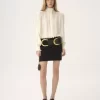 Blusa oversize con volantes en jacquard de seda Blusa oversize con volantes en jacquard de seda