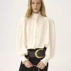 Blusa oversize con volantes en jacquard de seda Blusa oversize con volantes en jacquard de seda