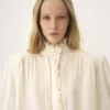 Blusa oversize con volantes en jacquard de seda Blusa oversize con volantes en jacquard de seda