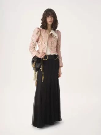 Chaqueta entallada de tafetán jacquard y encaje
