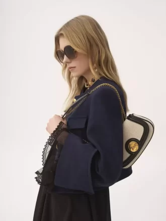 Bolso bandolera Horse Medal en lona y piel granulada