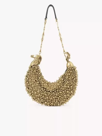 Bolso de hombro Chain Horse en piel de ante con cuentas