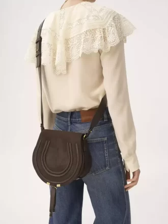 Bolso de sillín Marcie en piel de ante