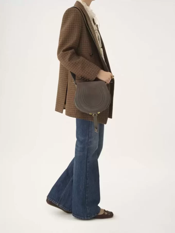 Bolso de sillín Marcie en piel de ante