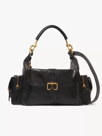 Bolso grande para cámara en piel brillante