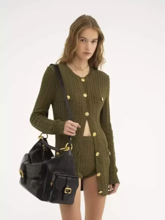 Bolso grande para cámara en piel brillante