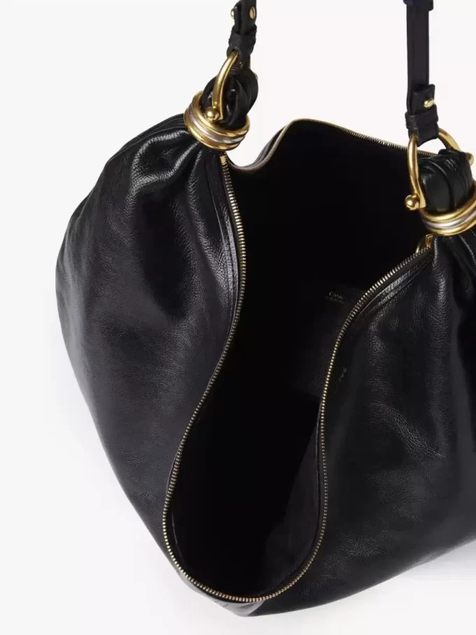 Bolso Hobo de pulsera grande en piel granulada Bolso Hobo de pulsera grande en piel granulada