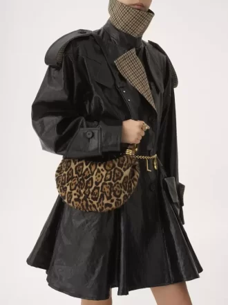 Bolso hobo Mini Bracelet de piel de oveja con estampado de leopardo