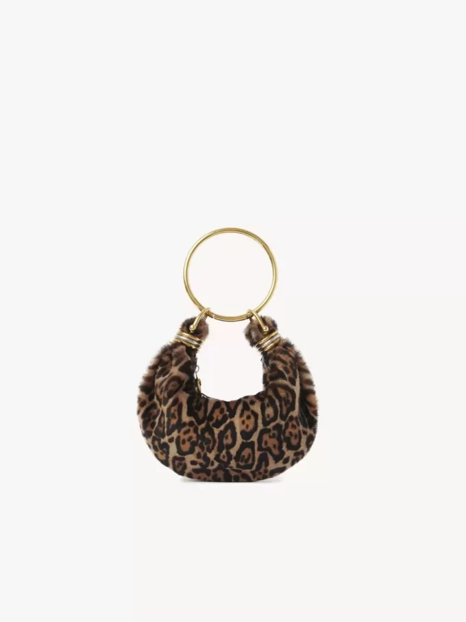 Bolso hobo Mini Bracelet de piel de oveja con estampado de leopardo Bolso hobo Mini Bracelet de piel de oveja con estampado de leopardo