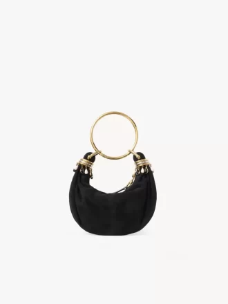 Bolso hobo Mini con pulsera de cuentas en piel de ante