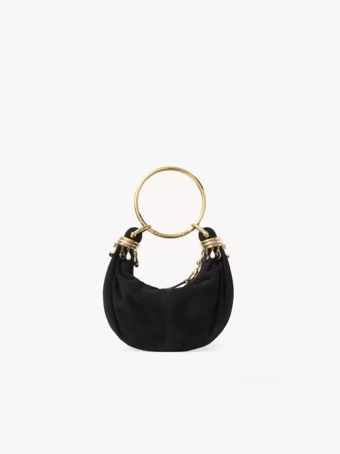 Bolso hobo Mini con pulsera de cuentas en piel de ante Bolso hobo Mini con pulsera de cuentas en piel de ante