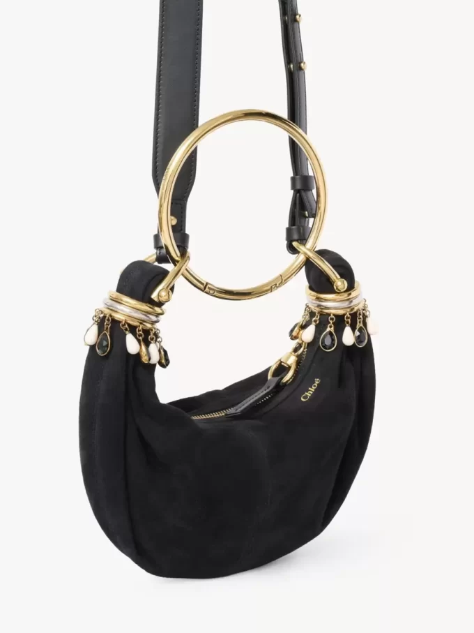 Bolso hobo Mini con pulsera de cuentas en piel de ante Bolso hobo Mini con pulsera de cuentas en piel de ante