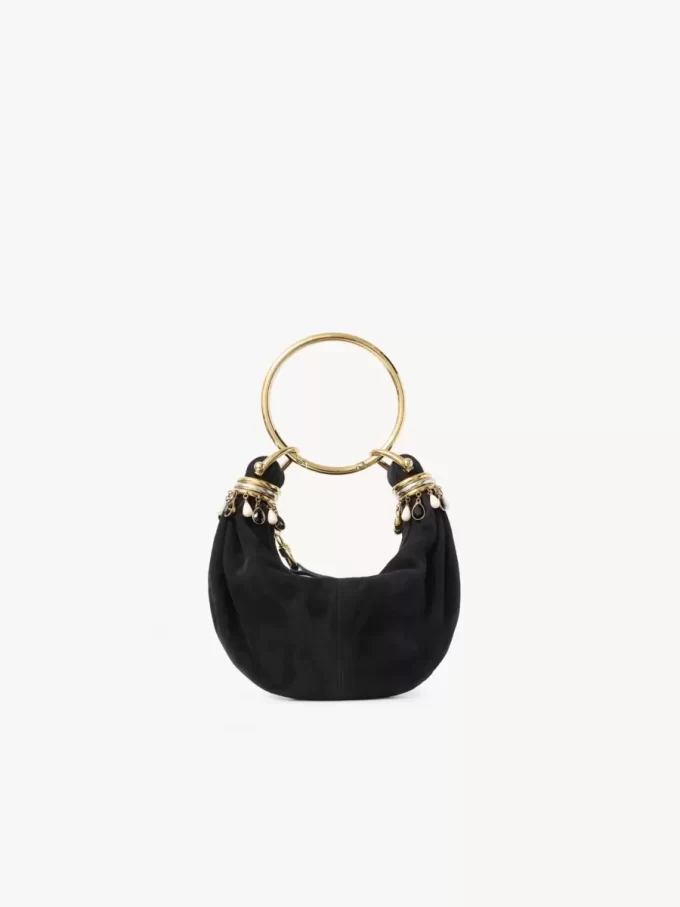 Bolso hobo Mini con pulsera de cuentas en piel de ante Bolso hobo Mini con pulsera de cuentas en piel de ante