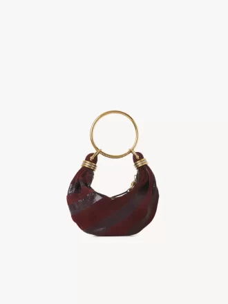 Bolso hobo mini pulsera en piel de ante y piel de serpiente