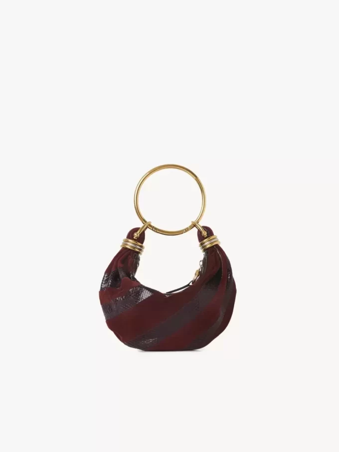 Bolso hobo mini pulsera en piel de ante y piel de serpiente Bolso hobo mini pulsera en piel de ante y piel de serpiente
