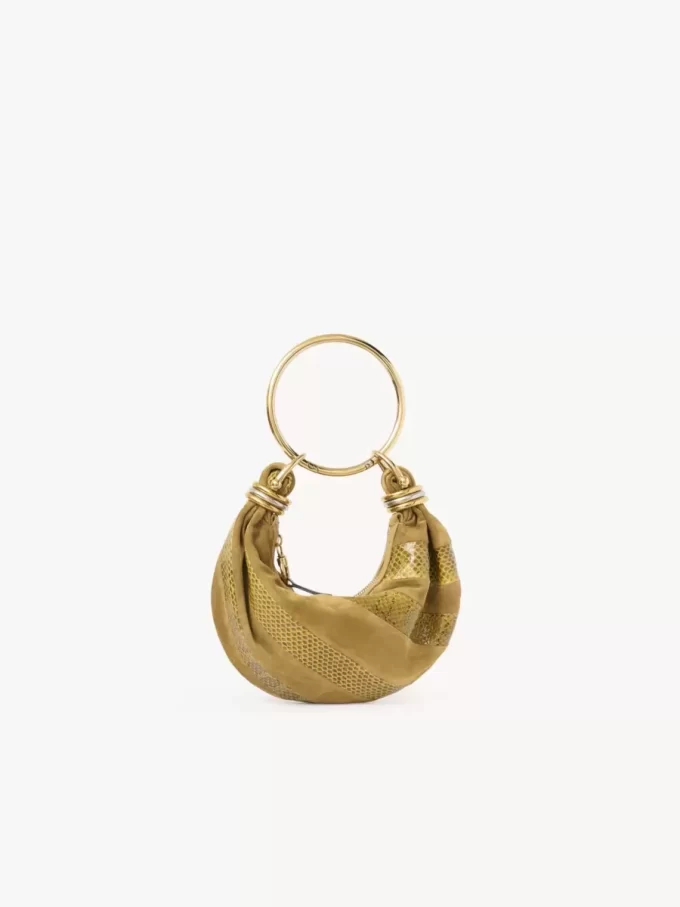 Bolso hobo mini pulsera en piel de ante y piel de serpiente Bolso hobo mini pulsera en piel de ante y piel de serpiente