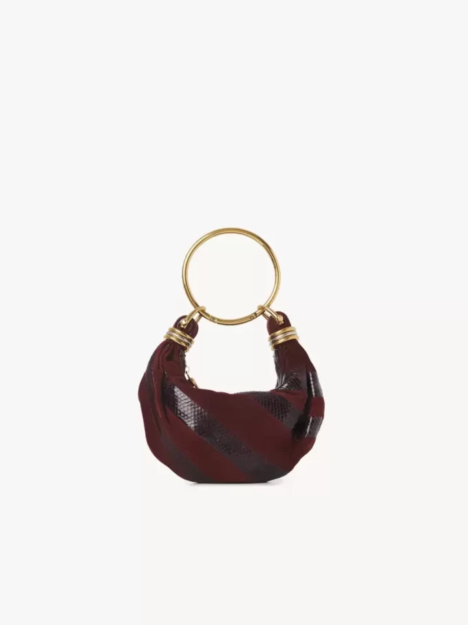 Bolso hobo mini pulsera en piel de ante y piel de serpiente Bolso hobo mini pulsera en piel de ante y piel de serpiente