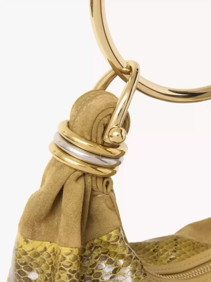 Bolso hobo mini pulsera en piel de ante y piel de serpiente Bolso hobo mini pulsera en piel de ante y piel de serpiente