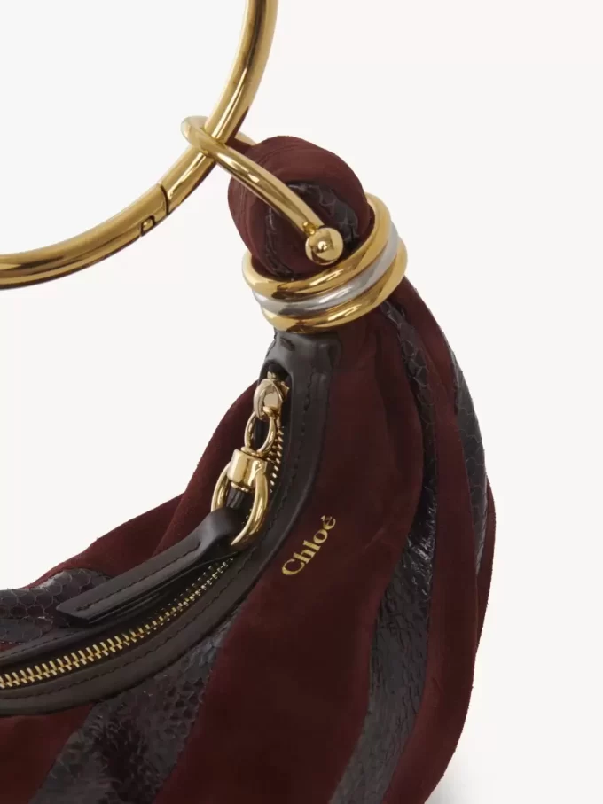 Bolso hobo mini pulsera en piel de ante y piel de serpiente Bolso hobo mini pulsera en piel de ante y piel de serpiente