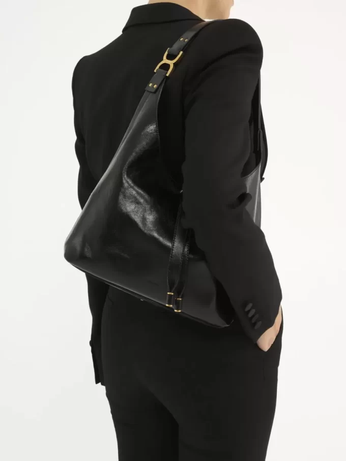 Bolso hobo pequeño Marcie en piel brillante