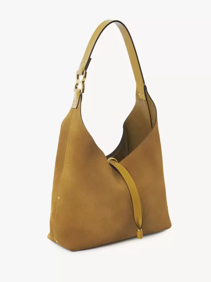 Bolso hobo pequeño Marcie en piel de ante
