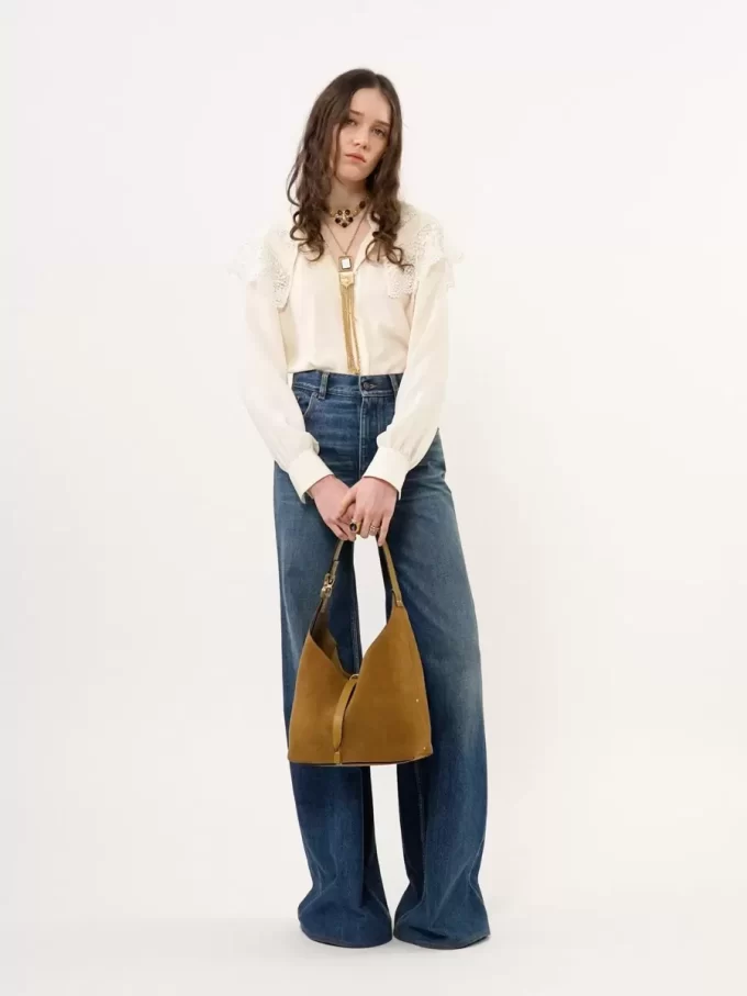 Bolso hobo pequeño Marcie en piel de ante