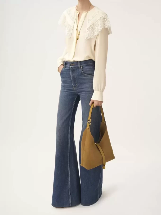 Bolso hobo pequeño Marcie en piel de ante