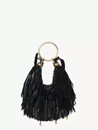 Bolso Hobo pequeño tipo pulsera en piel con flecos